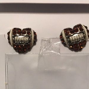 Football heart shaped earrings